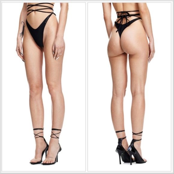 NWT Mugler x H&M Limited Edition Tie Bikini Bottoms sz 6 - Picture 3 of 7